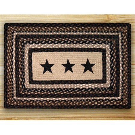 EARTH RUGS Oval Patch Rug - Black Stars- Rectangle Patch 88-2745R-313BS